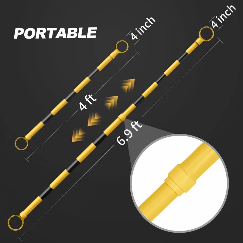 RoadHero 2 Pack 4 FT to 6.9 FT Retractable Cone Bar, Expandable Traffic Cone Bars for Parking Lots, Extendable Barricade for Road Construction, Black and Yellow, Cone Not Included - Image 3